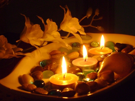 Candle Light - candle, spa, flowers, light