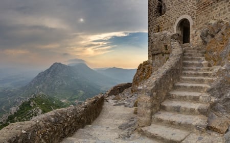 Queribus Castle, France - mountains, medieval, france, castle