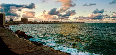 Amazing !! - city, amazing, sea, clouds