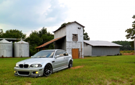 BMW E46 M3 Barn Scene - farm, import, m3, bmw, country, car, sports car, e46, barn