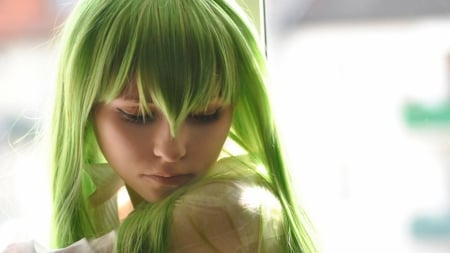 green hair - girl, style, hairstyle, green hair