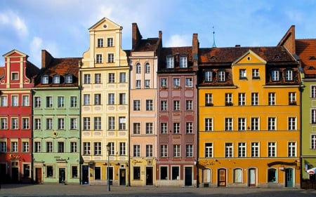 Architecture of Zamosc, Poland - houses, architecture, poland, wallpaper, colors, buildings