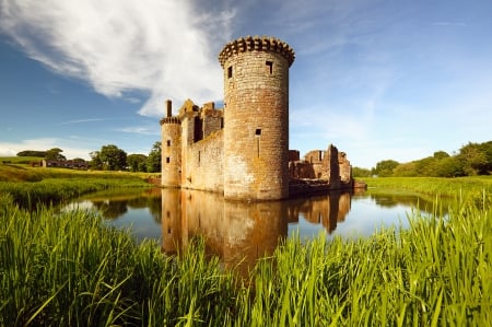 Castle - lake, tower, old, castle