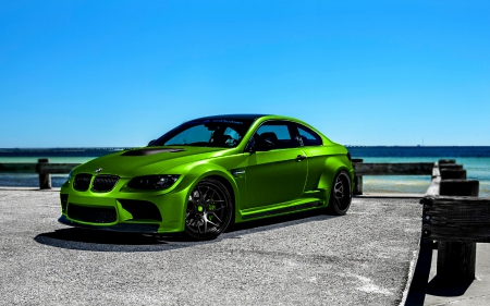 BMW - fast, car, custom, lowered, green, bmw