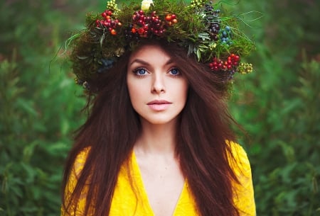 Beauty - floral, yellow, lady, model