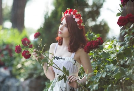 Beauty - flowers, floral, lady, model