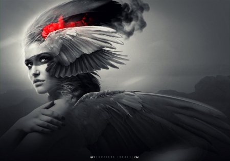 Winged Angel - lady, fantasy, angel, art