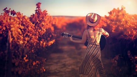 *red temptation* - guitar, cowgirl, red temptation, soul, scenery, sound, dreams