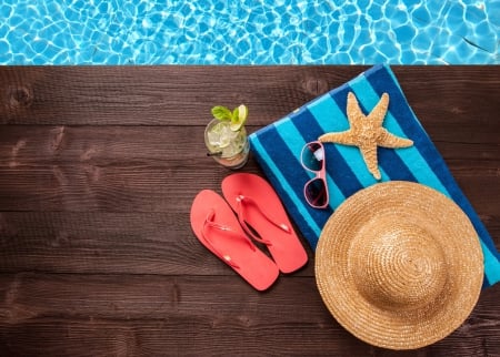 â™¥ - vacation, beach, hat, water, summer, pool