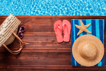 â™¥ - vacation, hat, water, bag, summer, pool