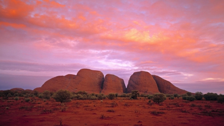 Sunset over Australian Outback - nature, Australia, outback, sunsets, pink, sky