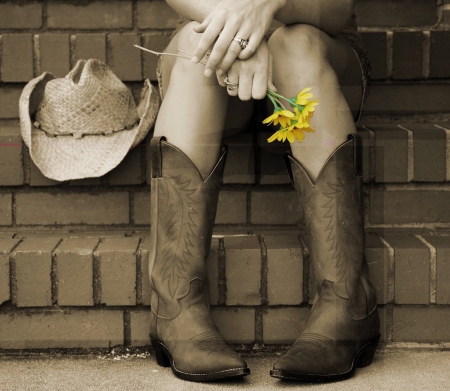 You're locked me out - hat, cowgirl, flower, boots