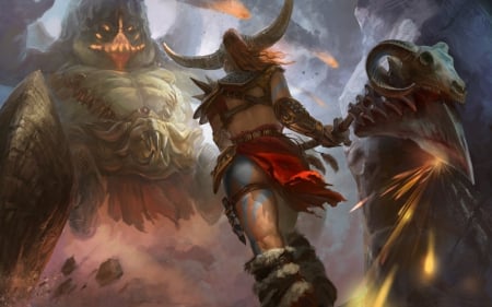 Barbarian - game, fantasy, girl, fight, barbarian, art, diablo