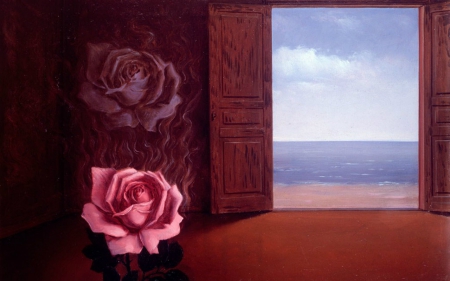 The Magic Rose - flowers, door, rose, sea