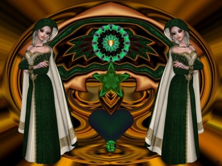 Greengold - eye candy, collage, 3d, fractal, abstract