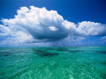 Beautiful Sky over Turquoise Ocean - clouds, nature, beaches, turquoise, sky