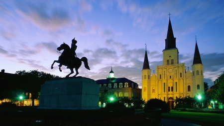 The French Quarter in New Orleans at Night - french quarter, architecture, buildings, New Orleans