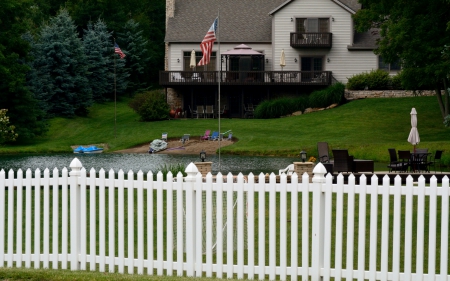 Backyard Pond - summer pond, pond, little pond, Backyard Pond, beautiful house