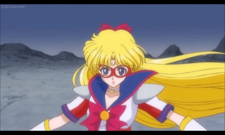 Sailor V - beauty, nice, female, mask, blond, anime girl, white, blond hair, pretty, blonde hair, yellow, anime, girl, magical girl, long hair, sailor v, lovely, sailor moon, red, blue, beautiful, sweet, sailormoon, blonde