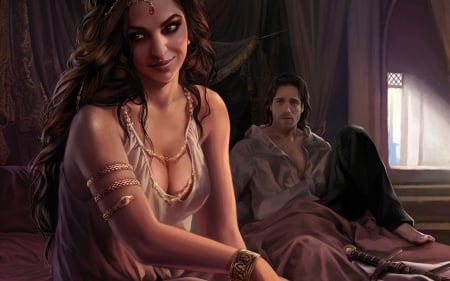 Game of thrones - fantasy, game of thrones, couple, woman, man, art