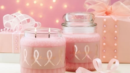 Pink Candle - candle, gift, pink, tender, beads