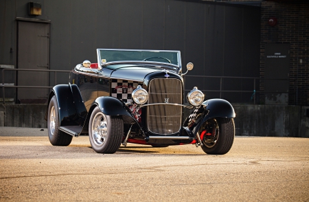 1932-Ford-Roadster - classic, ford, black, hotrod