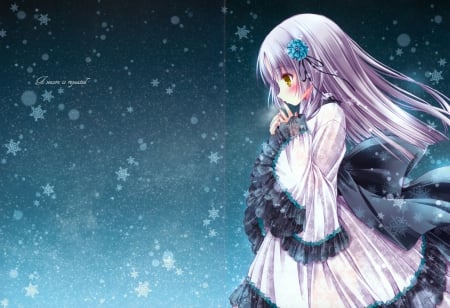 Snow Cute - girl, snow, yuki, long hair, orginal, cute