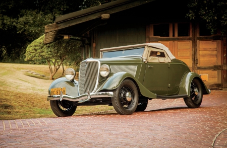 1934-Ford-Deluxe-Roadster - classic, green, conv, hotrod