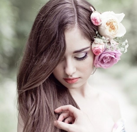 Soft Beauty - lady, soft, beauty, model, flowers