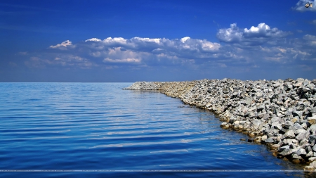 SEA SIDE - cloud, stony way, sea, water