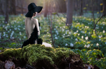 Hidden in the secret garden - hat, girl, beauty, secret garden