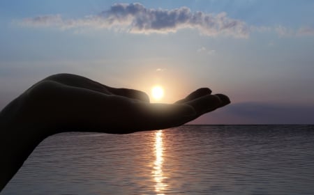 Healing time - nature, sky, cloud, hand, healing time, splendor, sunset