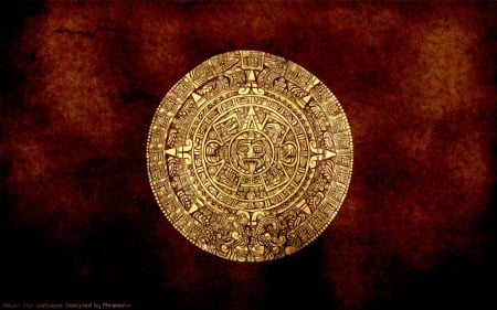 Gold Aztec Calendar - abstract, calendar, aztec, gold