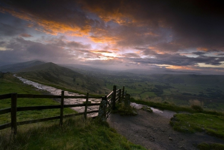 Sunset - mountains, nature, sunset, clouds