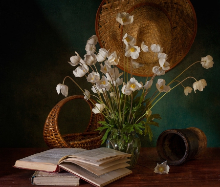 Still Life - flowers, book, still life, amazing