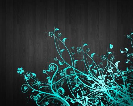 Turquoise Floral Abstract - turquoise, abstract, flowers, 3d and cg