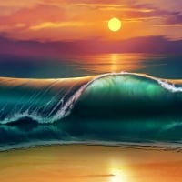 Evening waves on the shore