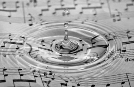 Splash Note - water, drop, note, music, black and white, splash