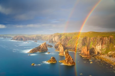 Summer rainbow - photo, summer, rainbow, river