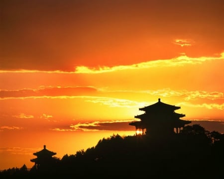 Orange sky - sky, nature, sunset, shadow