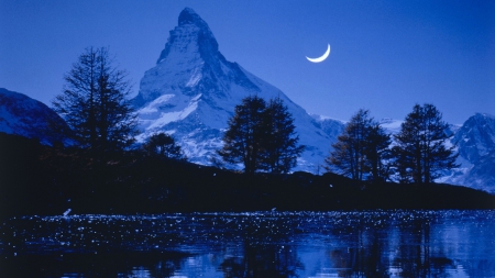 Matterhorn Moon over Switzerland