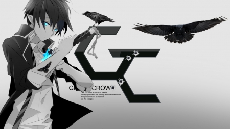 boy crow - anime, birds, anime boys, crow, boys, halloween, crows