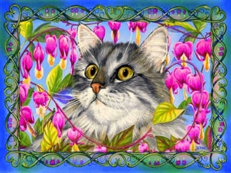 ..Sweet Jay.. - pretty, creative pre-made, beautiful, paintings, furs, spring, lovely, sweet, flowers, kitten, cute, cats, love four seasons, draw and paint, animals