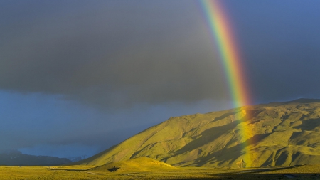 Rainbow over Mountain - clouds, rainbows, mountains, nature