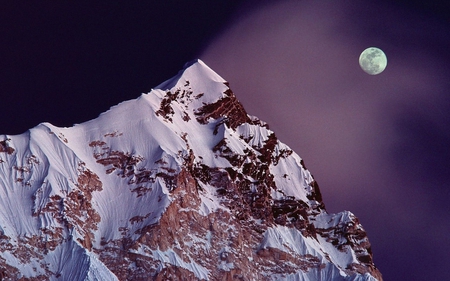 Moon Light - moon, nature, pinnacle, snow, moon light, mountains, full moon