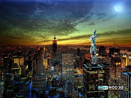 ESET NOD32 Beautiful City  - antivirus, smart security, city, city lights, dark, eset, nod32