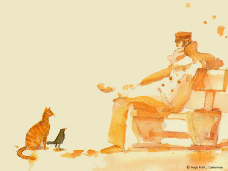 Corto Maltese, cat and bird