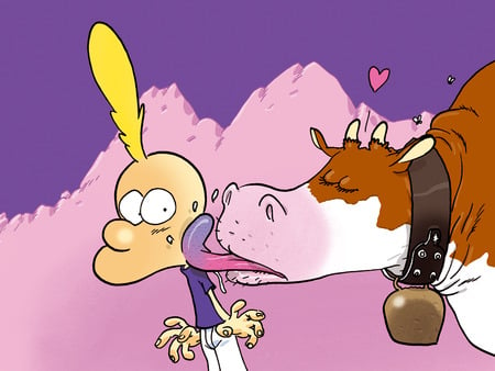 Titeuf - adorable, cow, tongue, cartoon, funny, colored, lovely, comic, cartoons, purple, cool, zep, france, comics, titeuf, cute