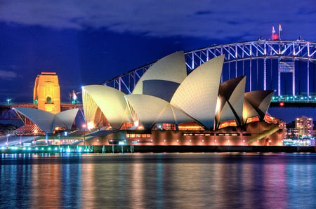 Opera House, Sydney - sydney, opera house, harbour bridge, ocean, australia