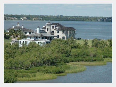 oceans house - house, blue sky, sea, nice